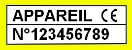 Plaque N° d'appareil